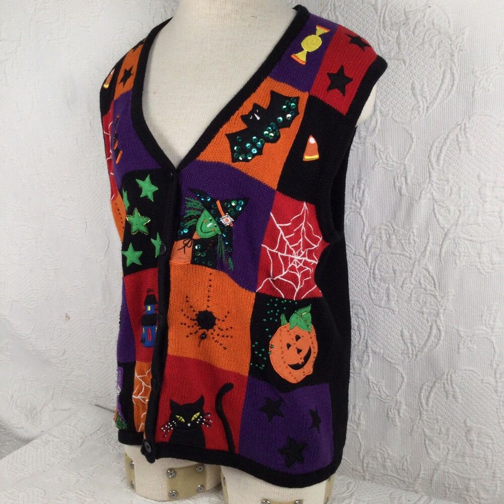 90s Fall Autumn Halloween Patchwork Vest Vintage Artsy
